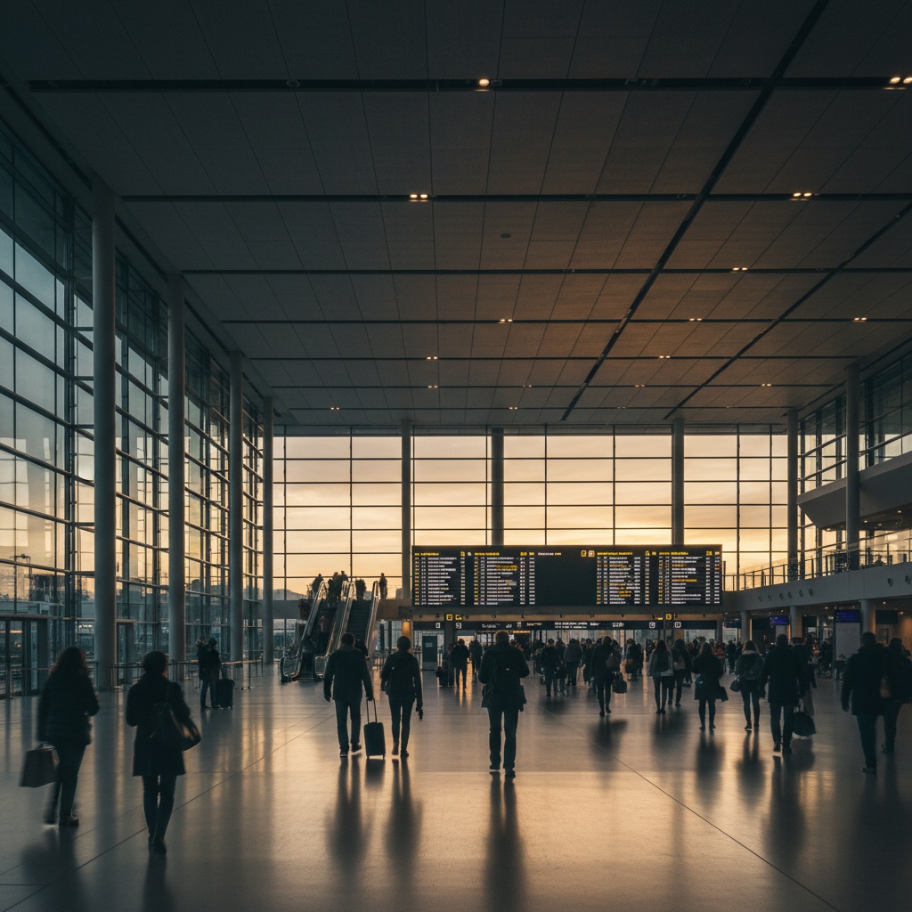 Aéroport Paris Orly (ORY) — intérieur moderne avec tableau des départs
