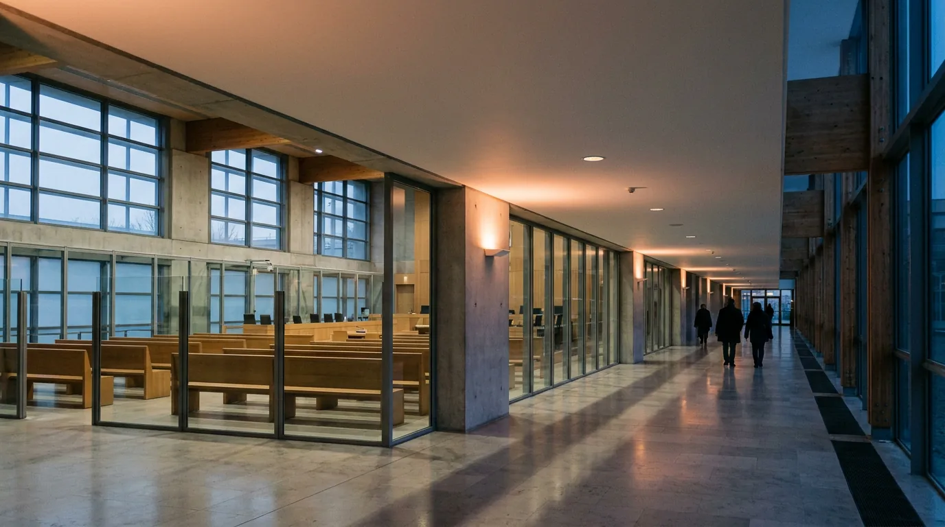 Salle d'audience vide d'un tribunal européen — Saisir le tribunal judiciaire pour un litige aerien