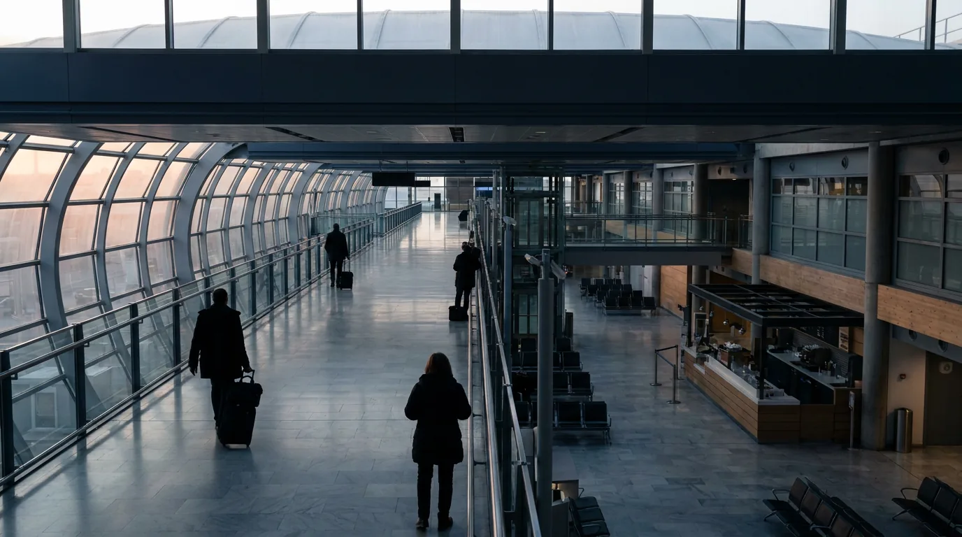 Intérieur calme d'un terminal d'aéroport — Réclamation Corsair