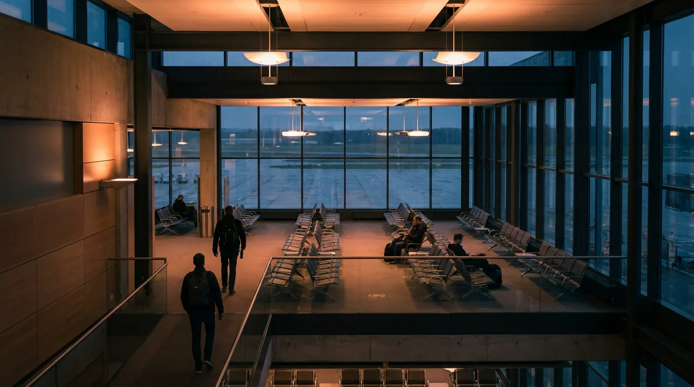 Intérieur calme d'un terminal d'aéroport — Réclamation Air Caraïbes